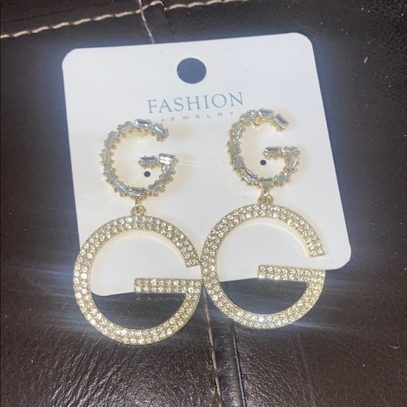 Sparkling Gold Initial Earrings - Picture 1 of 2